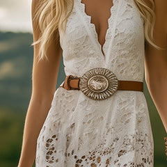 White lace maxi dress from My Store, casual dress with intricate lace details, flowing fabric, and a stylish, elegant silhouette.