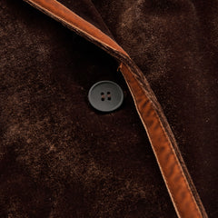 Brown velvet colour-block lapel coat with pockets from My Store, featuring a stylish design and classic fit.