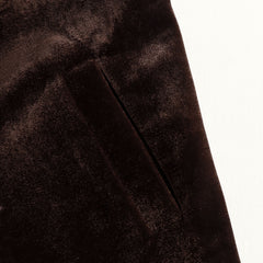Brown velvet colour-block lapel coat with pockets, stylish and warm, from My Store.