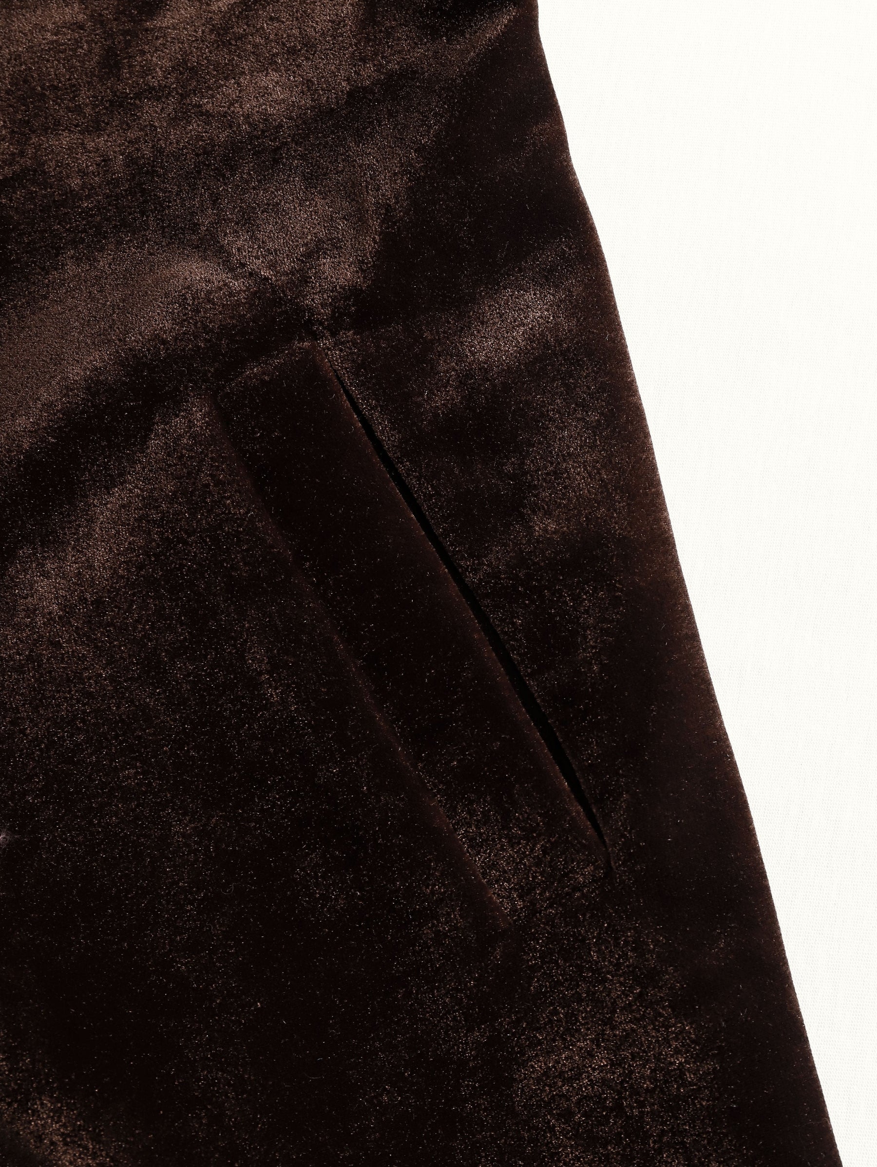 Brown velvet colour-block lapel coat with pockets, stylish and warm, from My Store.