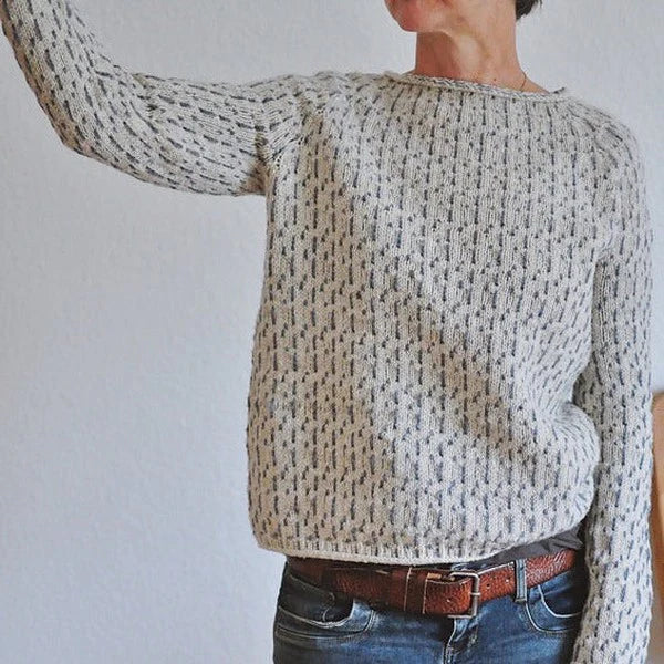 Textured Knit Sweater Women Relaxed Fit Casual