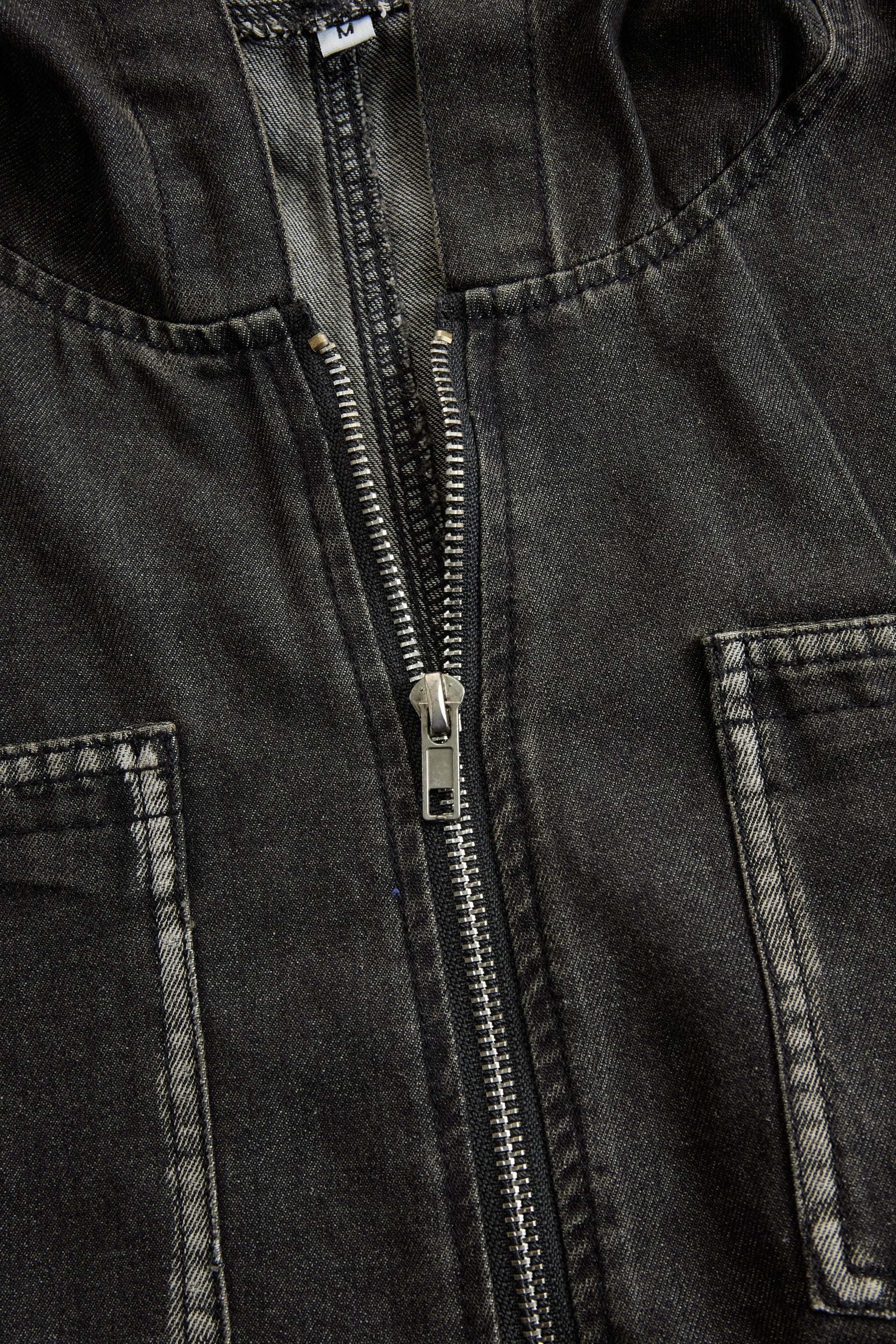 Women’s casual loose denim jumpsuit with long sleeves, hood, zipper, and retro pockets, from My Store.