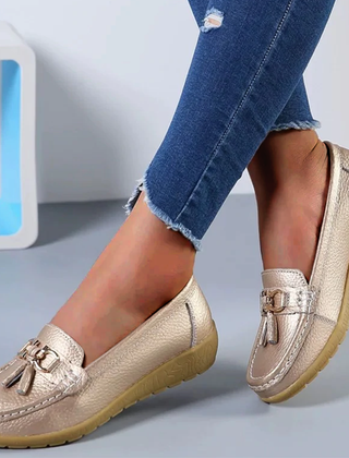 Orthopedic women's loafers by My Store with non-slip waterproof soles, featuring comfortable design and classic style.