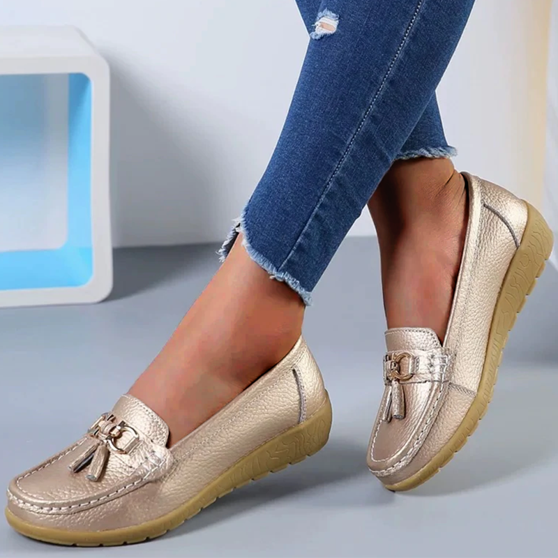 Orthopedic women's loafers by My Store with non-slip waterproof soles, featuring comfortable design and classic style.