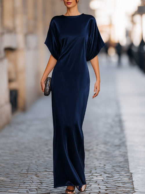 Tammy Bradley batwing-sleeve column maxi dress for women, featuring a flowing silhouette and stylish batwing sleeves.