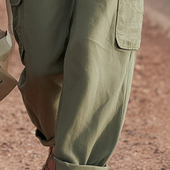 Green multi-pocket cargo trousers for women, stylish pants with multiple pockets from My Store.