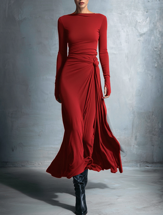 Flowy summer maxi dress for women by My Store, featuring a wrap design and lightweight, breathable fabric perfect for warm weather.