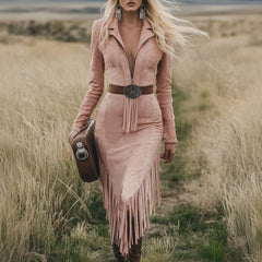 Pink tassel midi dress from My Store, casual dress with flowing fabric and tassel details, perfect for summer occasions.