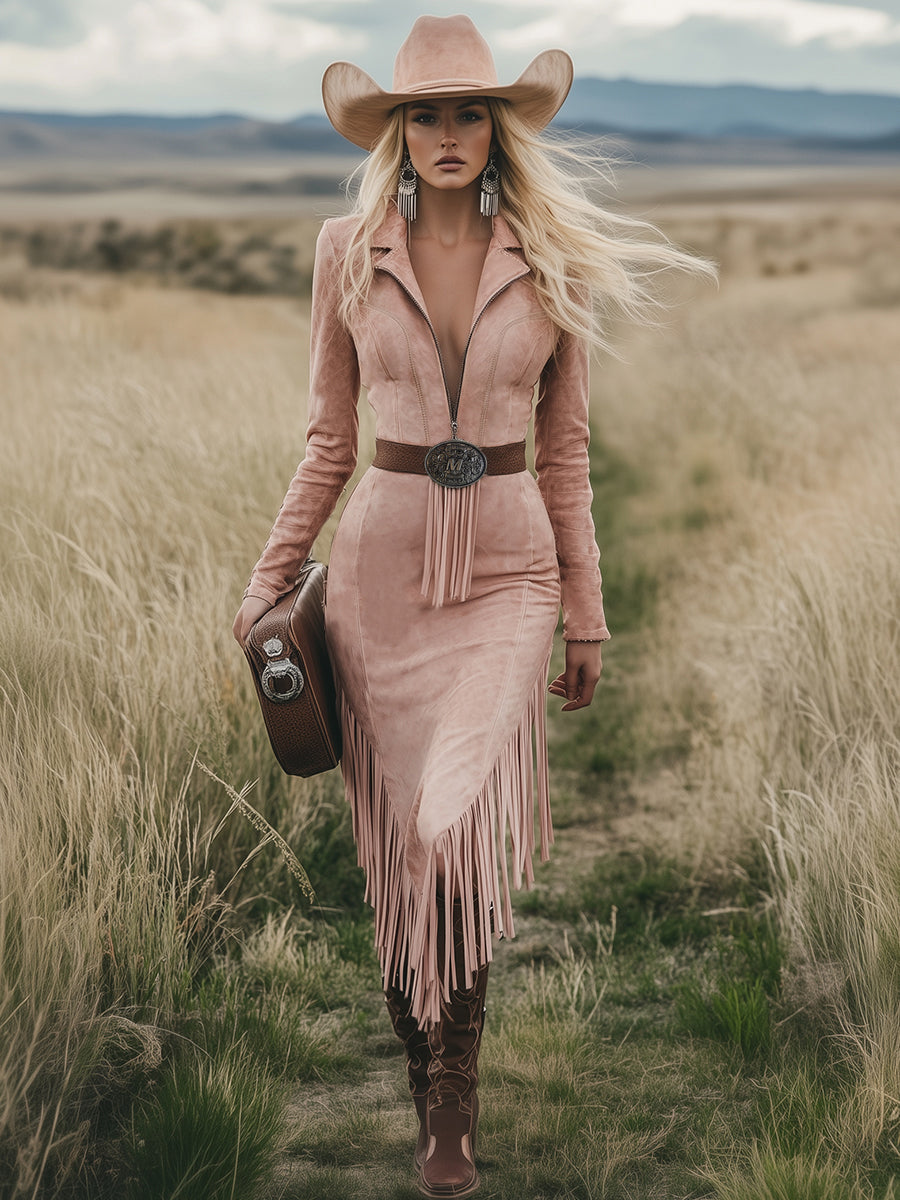 Pink tassel midi dress from My Store, casual dress with flowing fabric and tassel details, perfect for summer occasions.