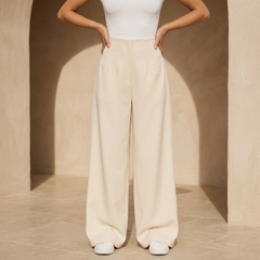 Women's high-waisted tailored wide-leg trousers in black, stylish and comfortable pants from My Store, shown on a model.