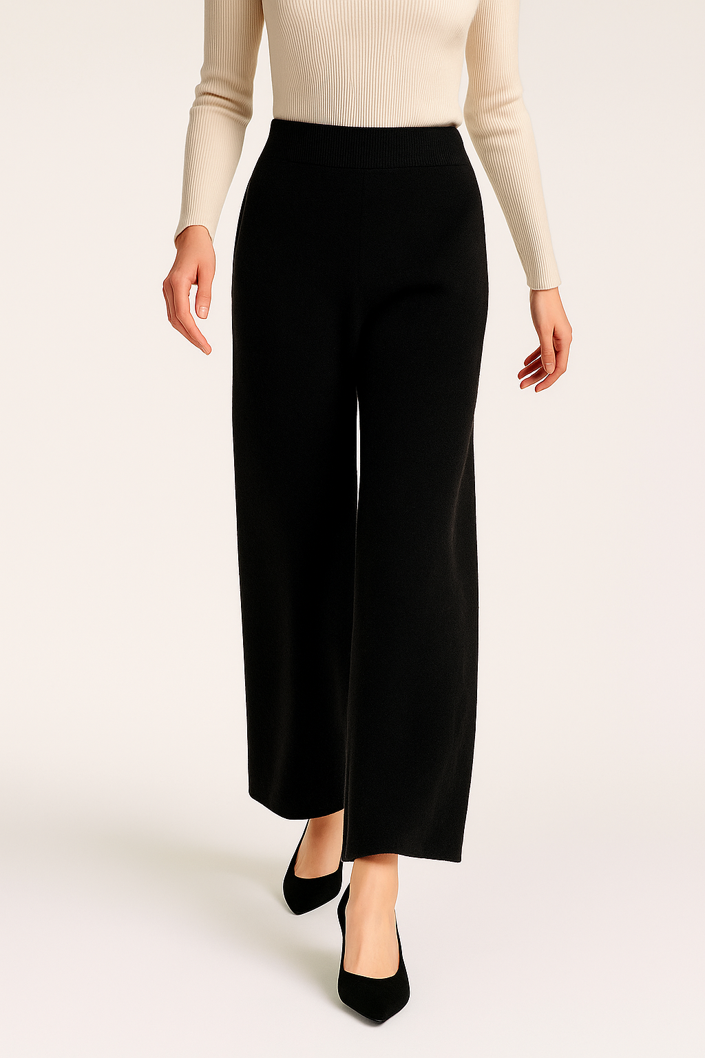 Women's loose pull-on jogger pants in soft cashmere fabric, featuring a relaxed fit and casual style.