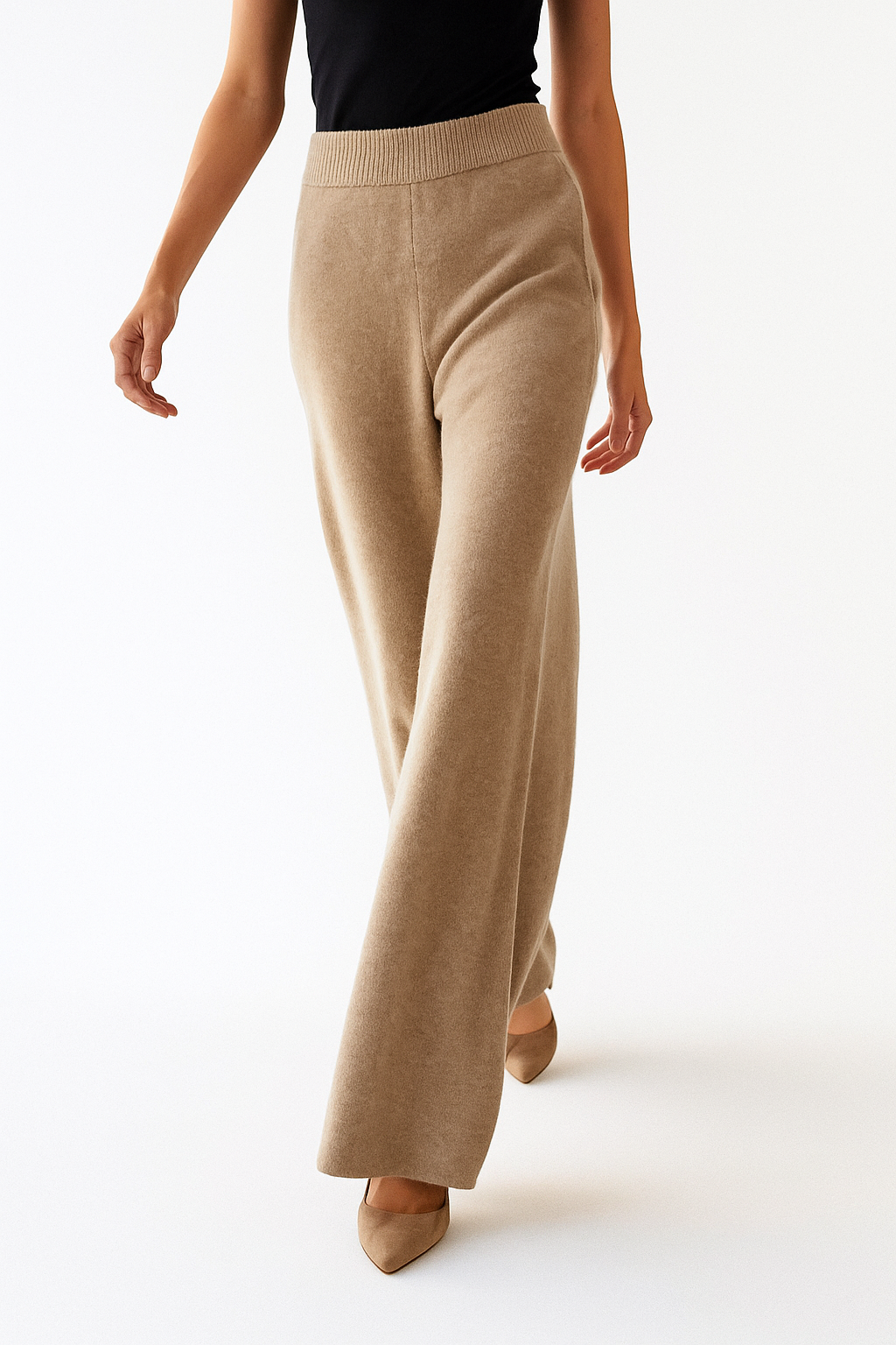 Soft beige women's joggers, loose pull-on pants from My Store, featuring a relaxed fit and comfortable waistband.