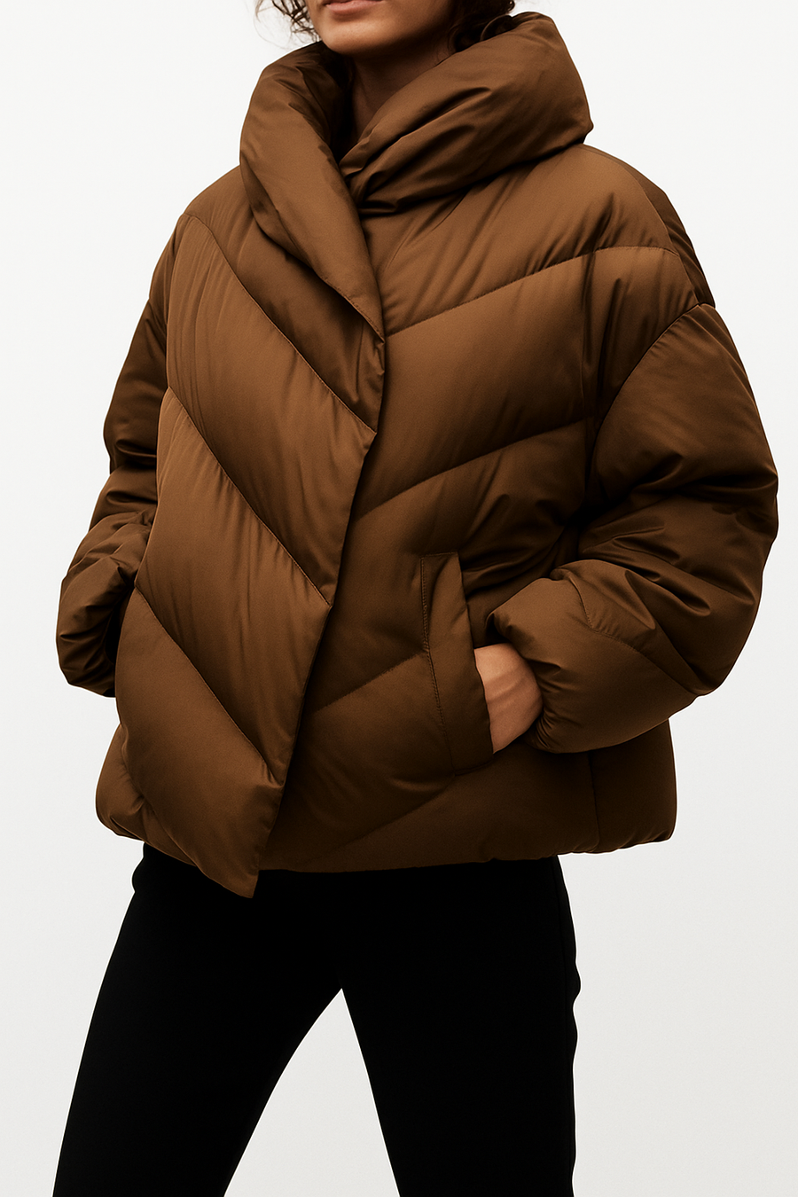 Hooded Down Puffer Jacket Women Cropped Quilted Insulated