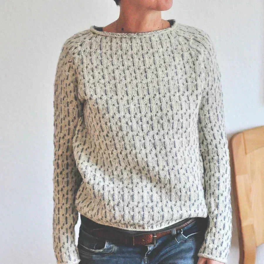 Textured Knit Sweater Women Relaxed Fit Casual