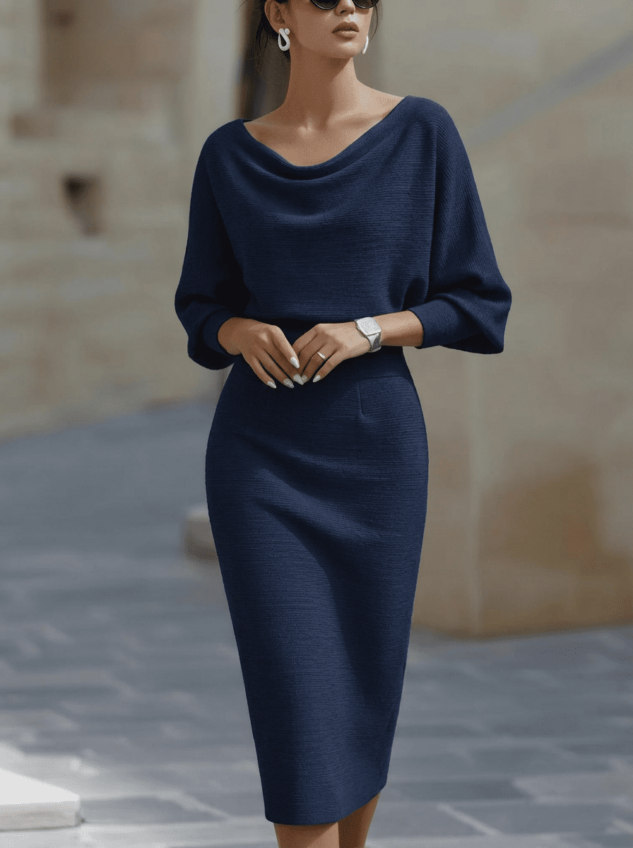 White batwing-sleeve waist-cinching dress for women by Tammy Bradley, featuring a stylish silhouette and elegant design.