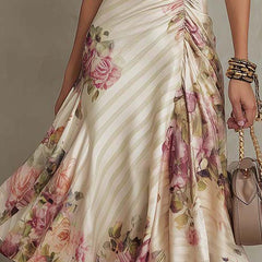 Elegant chiffon floral midi dress by My Store featuring a flowy design and delicate floral pattern for evening occasions.