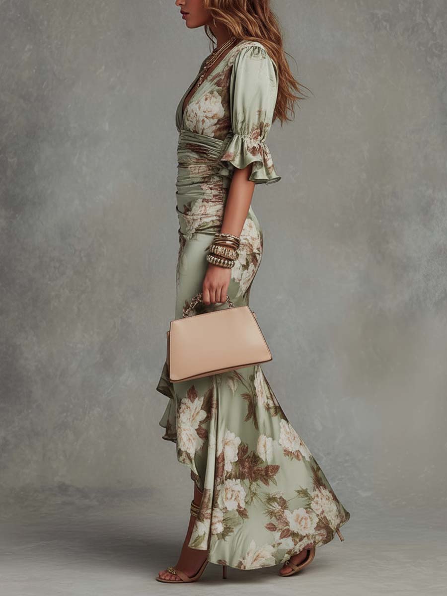 V-neck maxi dress for women by Tammy Bradley, flowing fabric, sleeveless design, and elegant silhouette in soft pastel color.