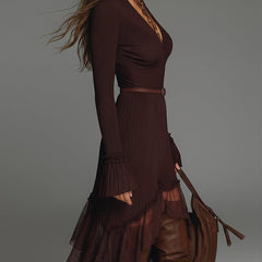 Mesh pleated midi dress from My Store featuring a flowy, casual design with a lightweight, textured fabric and feminine silhouette.