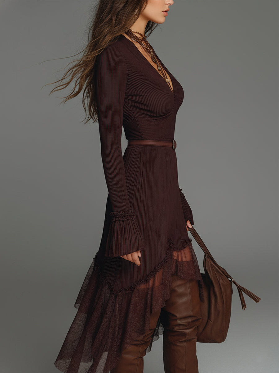 Mesh pleated midi dress from My Store featuring a flowy, casual design with a lightweight, textured fabric and feminine silhouette.