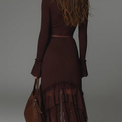 Mesh pleated midi dress from My Store featuring a casual, flowy design with a fitted waist and delicate fabric details.