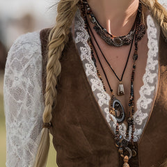 Brown suede lace sleeve western shirt for women, stylish blouse with lace accents and button front detailing.