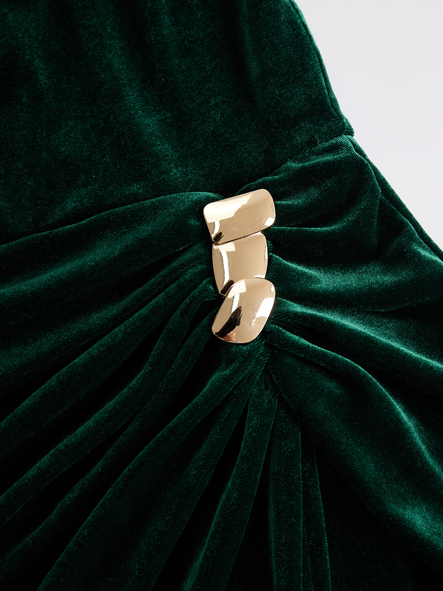 Velvet midi dress from My Store featuring a sleek evening style, with a fitted bodice and flowing skirt, perfect for formal occasions.