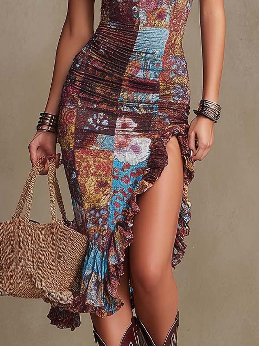 Floral midi dress from My Store featuring a casual, flowy design with a vibrant floral pattern, perfect for everyday wear.