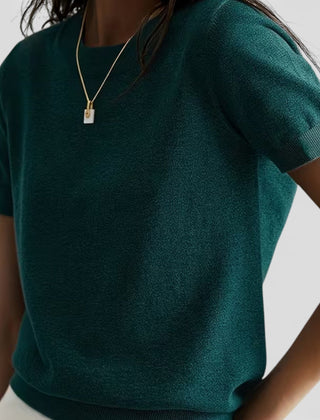 Women's knit wool blend top with classic fit, comfortable women's shirt in neutral color, ideal for casual wear.