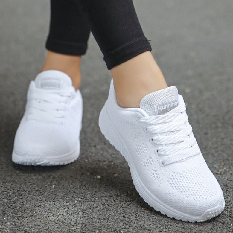Women's orthopedic walking shoes by My Store, lace-up knit design with supportive sole for comfortable walking.