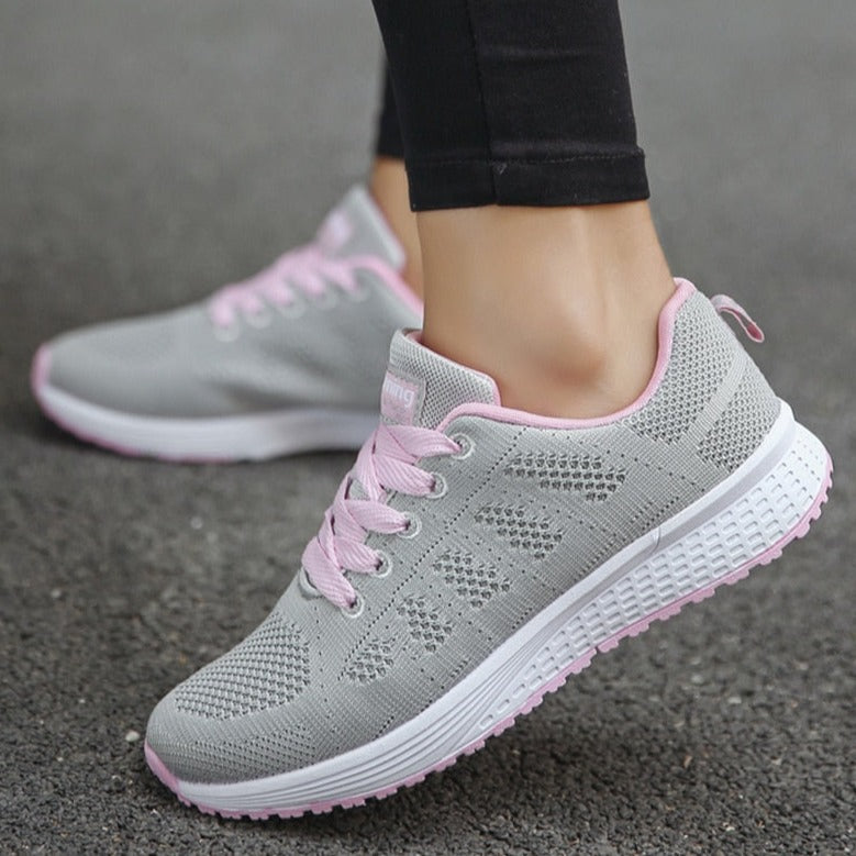 Comfortable women's orthopedic walking shoes by My Store with lace-up knit design and supportive sole for all-day wear.