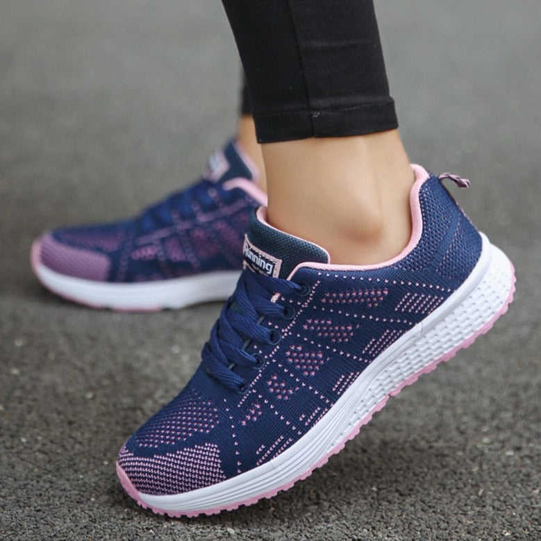 Women’s orthopedic walking shoes by My Store, lace-up knit design, supportive and comfortable footwear for daily walking.