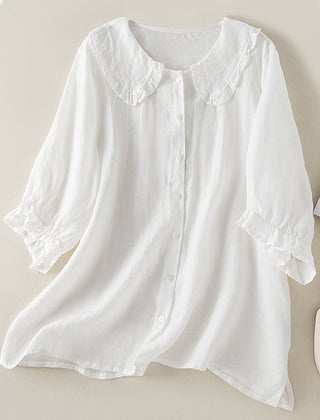 Light beige ruffle linen summer dress for women, featuring a flowy design and sleeveless style, perfect for warm weather.
