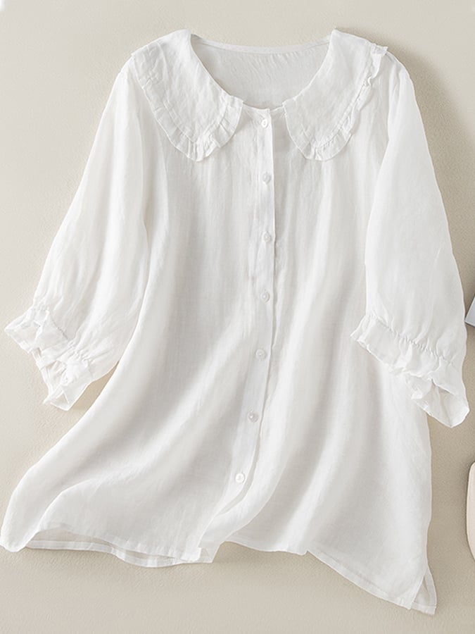 Light beige ruffle linen summer dress for women, featuring a flowy design and sleeveless style, perfect for warm weather.