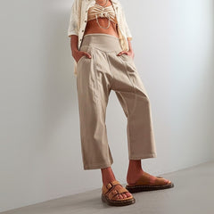 Women's pink harem-cut denim jeans with sculpted fit, casual pants by My Store, shown on a model with relaxed style.