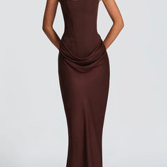 Summer maxi dress for women with a square neckline and bodycon fit, stylish women's clothing from My Store.