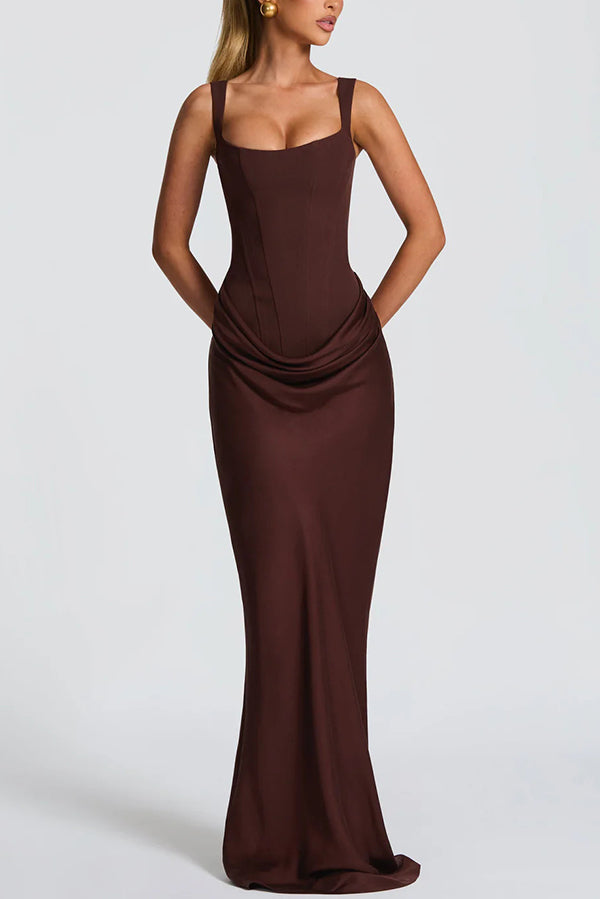 Summer maxi dress for women with a square neckline and bodycon fit, stylish women's clothing from My Store.