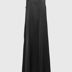 White sleeveless maxi dress with hollow details, split-joint design, and round neck from My Store's solid color dress collection.