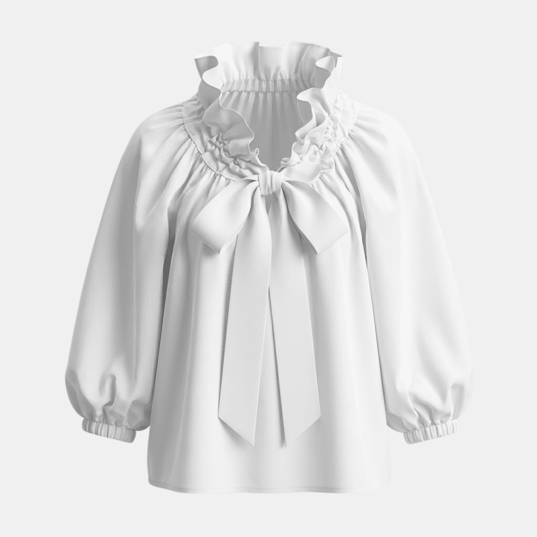 Tammy Bradley women's gingham ruffle oversized long-sleeve blouse, featuring a stylish pattern and relaxed fit.
