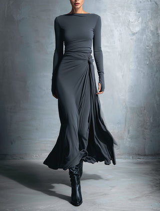 Flowy summer maxi dress for women with wrap style, featuring lightweight fabric and a relaxed fit, perfect for warm weather.