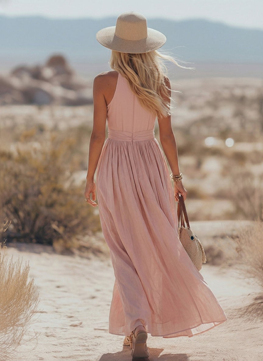 Sleeveless cotton maxi dress for women by Tammy Bradley, flowing design with a fitted bodice and lightweight fabric.