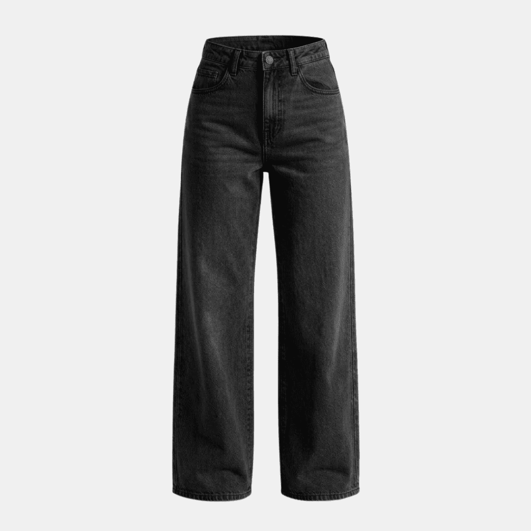 Women's high-waisted wide-leg denim jeans by Tammy Bradley, featuring classic blue denim and relaxed fit.