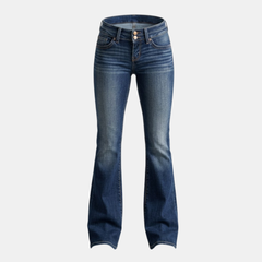 Women's mid-waist slim-fit flared stretch jeans from My Store, showing the stylish flared design and fitted waist.