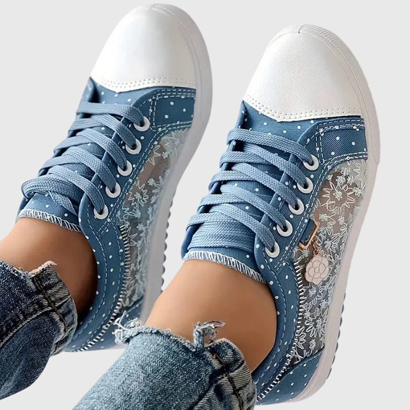 Breathable cushioned orthopedic sneakers for women with supportive design, in neutral color, suitable for everyday comfort.
