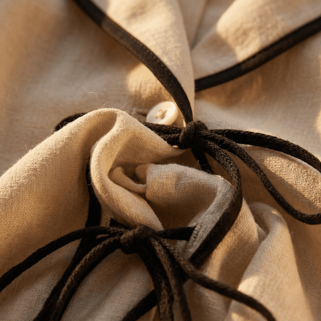 Ivory linen-blend women's shirt and skirt co-ord set by Tammy Bradley, featuring a stylish, coordinated outfit with a relaxed fit.
