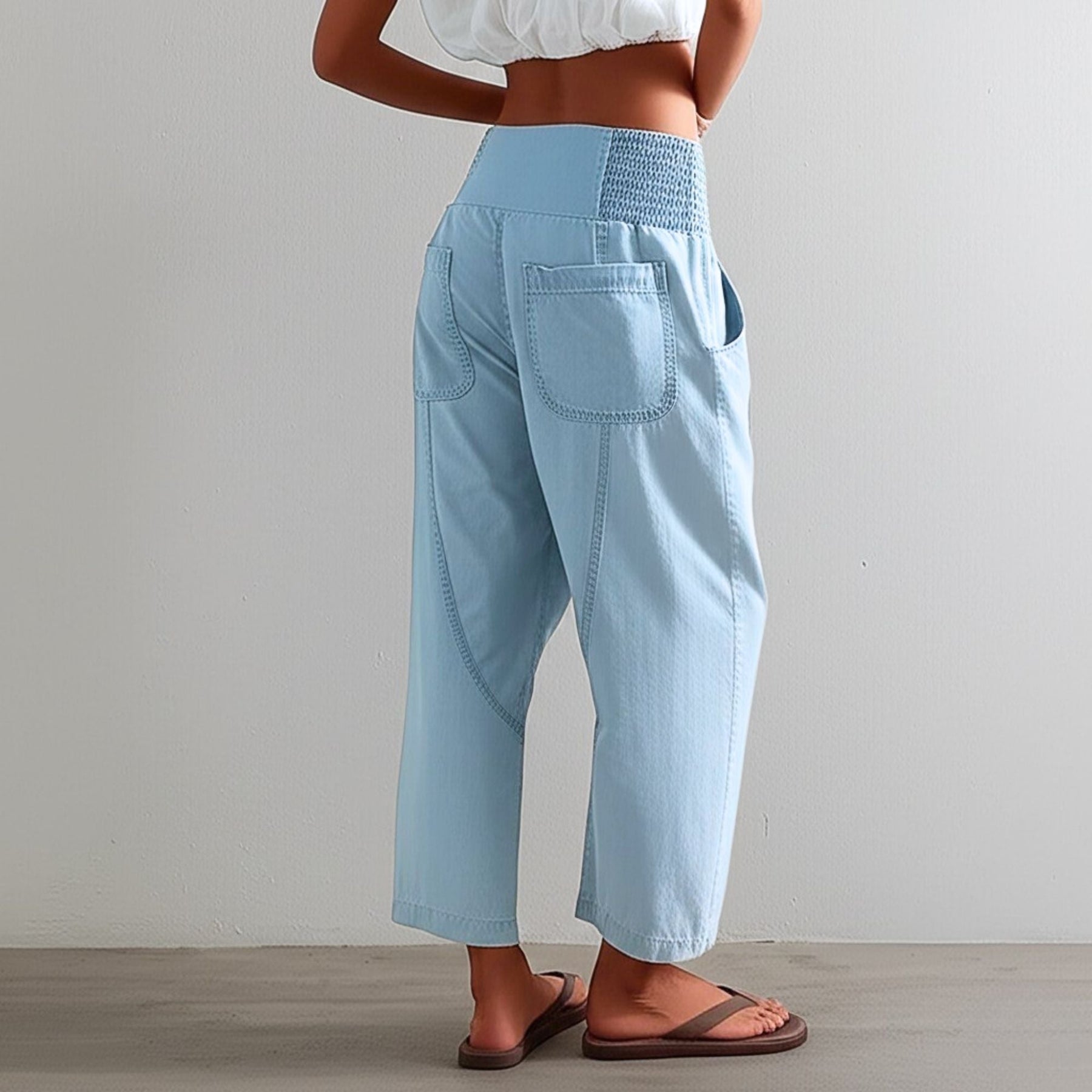 Women's pink harem-cut denim jeans with a sculpted fit, stylish pants for women by My Store.