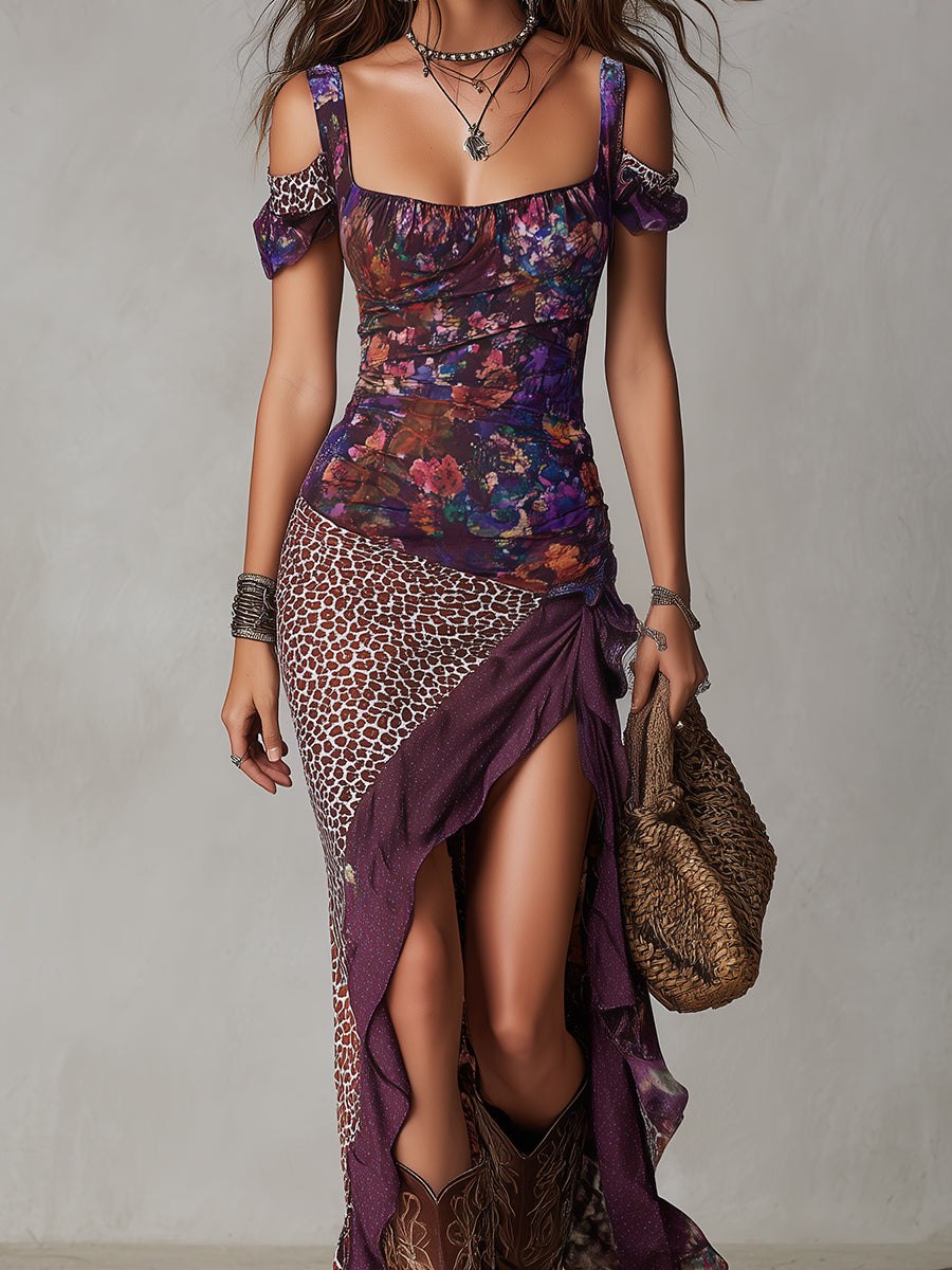 Leopard-print maxi dress for women by Tammy Bradley, flowing fabric and stylish design, perfect for casual or evening wear.
