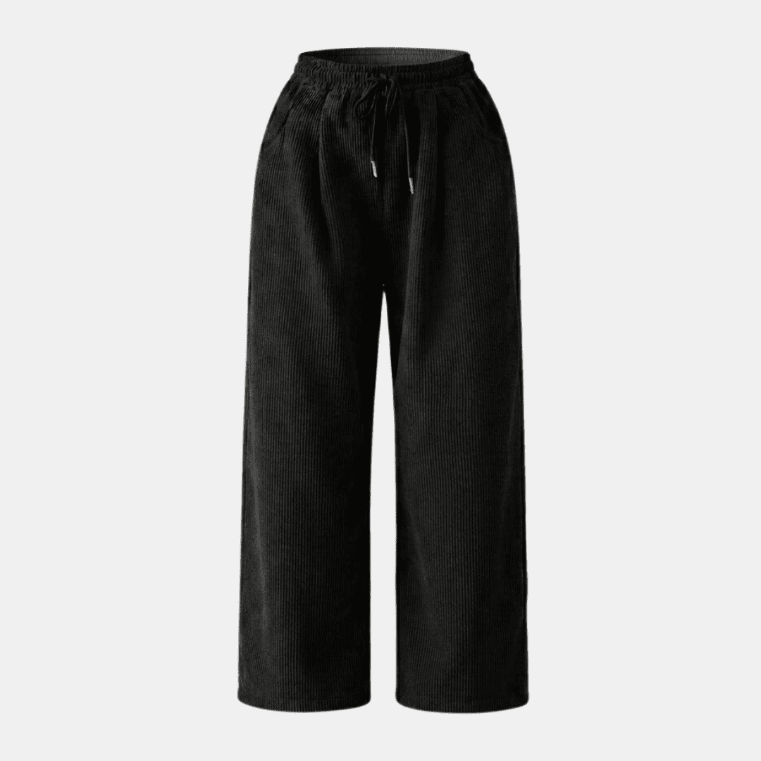 Women's corduroy relaxed wide-leg trousers by Tammy Bradley, showcasing soft fabric and stylish fit.