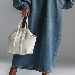 Blue denim maxi dress by My Store, featuring a flowing design and casual-chic style, perfect for evening wear.