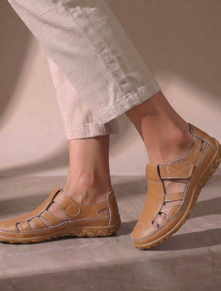 Brown Cutout Fisherman Sandals for Women by Tammy Bradley, stylish open-toe footwear with cutout details and ankle straps.