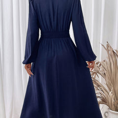 Light blue embroidered waist V-neck dress from My Store, featuring a stylish fit and elegant design.
